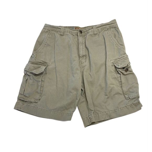 Berne Apparel Cargo Shorts Khaki Tan Flat Front Pockets Mid Length Men's Size 34 - Picture 1 of 7